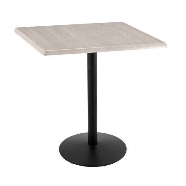 42" Tall OD214 Black Table Base 22" Diameter 36" x 36" Square White Ash Top by the HollBar Stool Co.